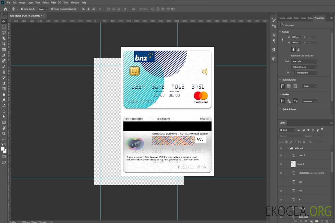 Nouvelle-Zélande BNZ Greymouth Bank mastercard template Nouvelle-Zélande BNZ Greymouth Bank mastercard template